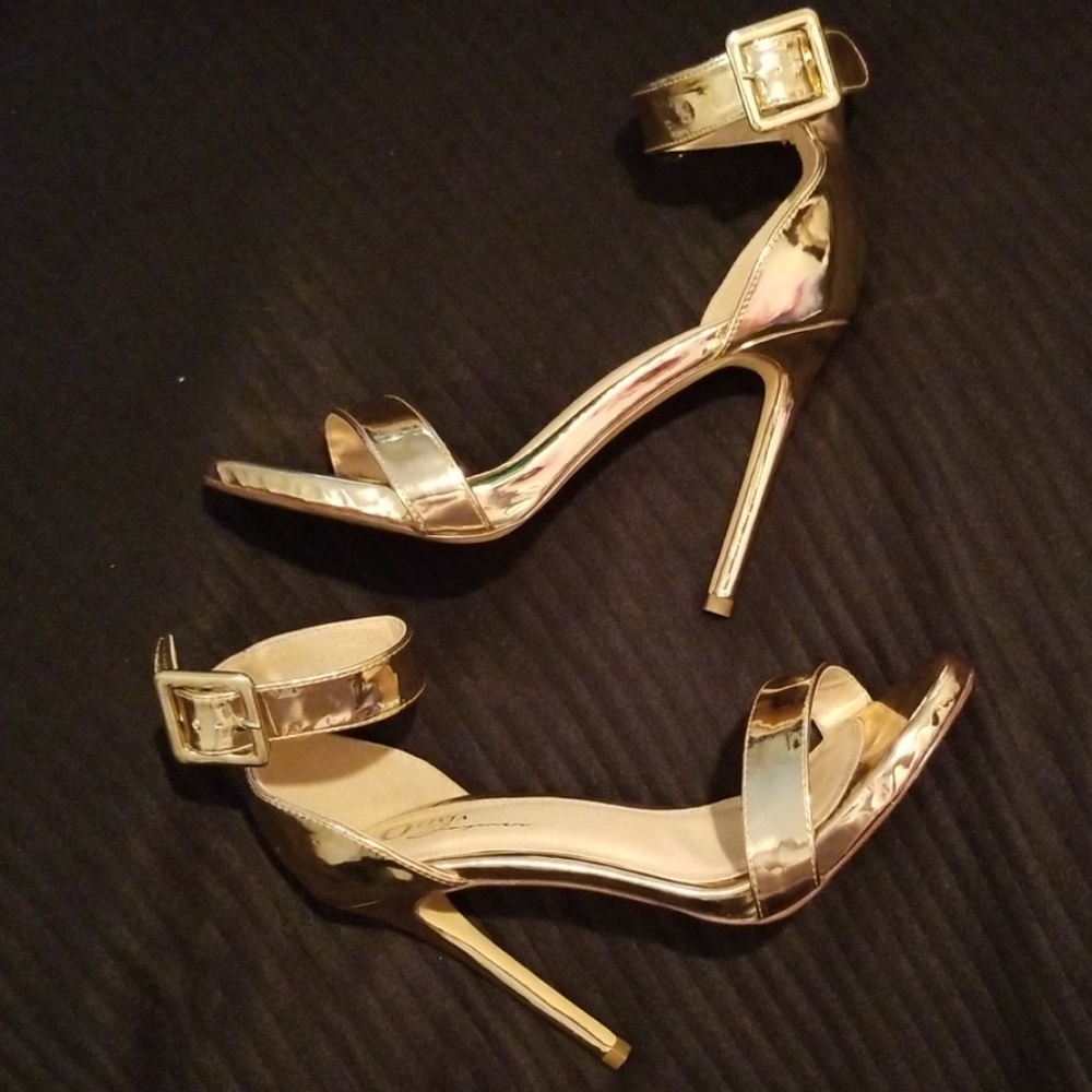 Olivia Ferguson Rose Gold Ankle Strap Heels 8